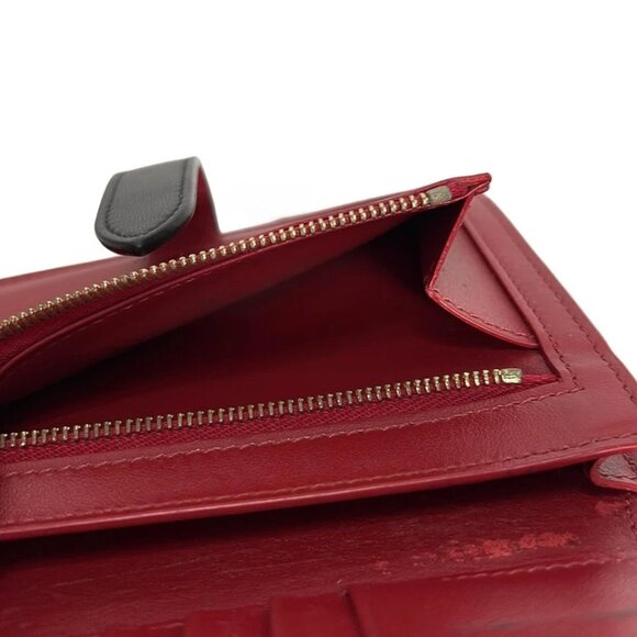 CELINE Medium strap wallet - Red Black Leather Bifold Wallet 196-071325 - Picture 4 of 5
